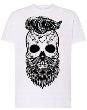 T-Shirt męski nadruk CZASZKA BRODA r.5XL