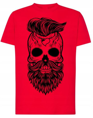 T-Shirt męski nadruk CZASZKA BRODA r.S