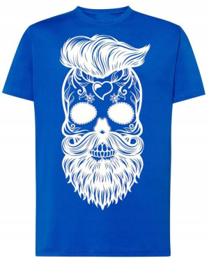 T-Shirt męski nadruk CZASZKA BRODA r.XS