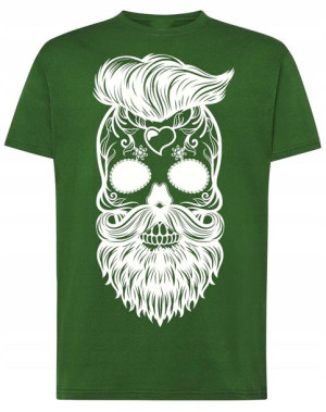 T-Shirt męski nadruk CZASZKA BRODA r.XS