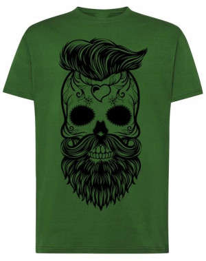T-Shirt męski nadruk CZASZKA BRODA r.XS
