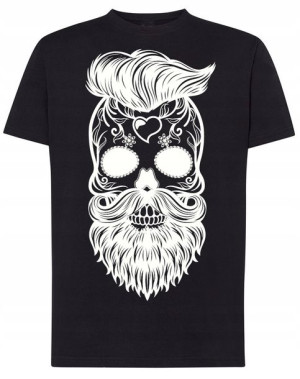 T-Shirt męski nadruk CZASZKA BRODA r.XXL