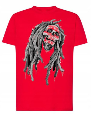 T-Shirt męski nadruk czaszka dredy Marley r.3XL