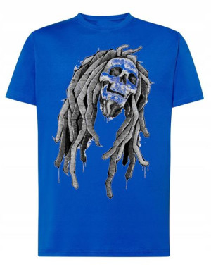 T-Shirt męski nadruk czaszka dredy Marley r.L