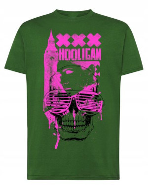 T-Shirt męski nadruk czaszka HOOLIGAN r.XL