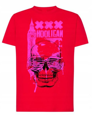 T-Shirt męski nadruk czaszka HOOLIGAN r.XS