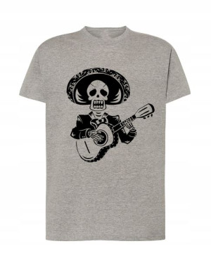 T-Shirt męski nadruk CZASZKA MUERTOS GITARA r.S