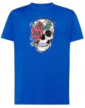 T-Shirt męski nadruk Czaszka z Kwiatami r.4XL