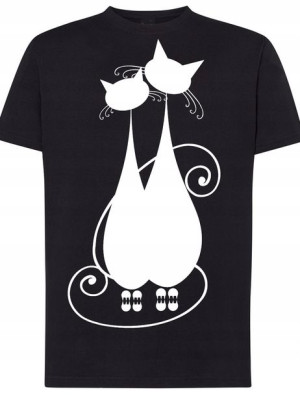 T-Shirt męski nadruk dwa koty Rozm.XS