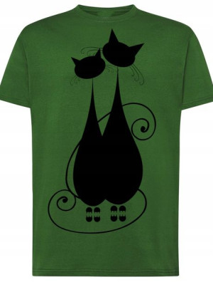 T-Shirt męski nadruk dwa koty Rozm.XS