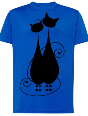 T-Shirt męski nadruk dwa koty Rozm.XS