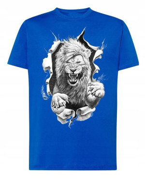 T-Shirt męski nadruk Dziki Lew r.4XL