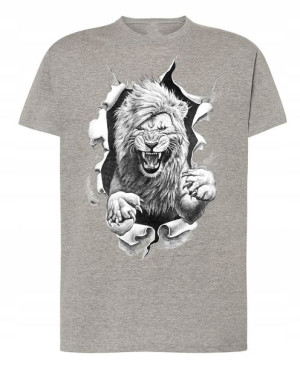 T-Shirt męski nadruk Dziki Lew r.L