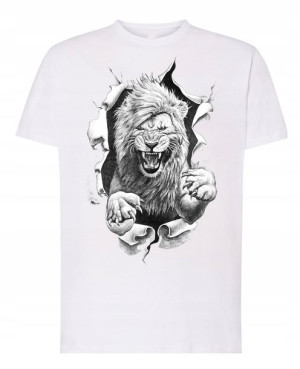 T-Shirt męski nadruk Dziki Lew r.XL