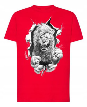 T-Shirt męski nadruk Dziki Lew r.XS