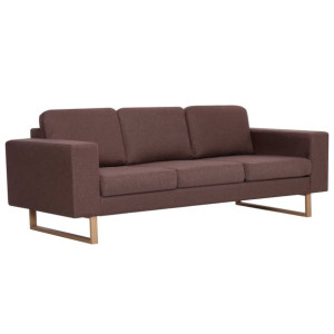 3-osobowa sofa tapicerowana tkaniną, brązowa