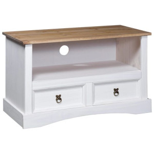 Szafka TV w meksykańskim stylu Corona, sosna, biel, 91x43x56 cm