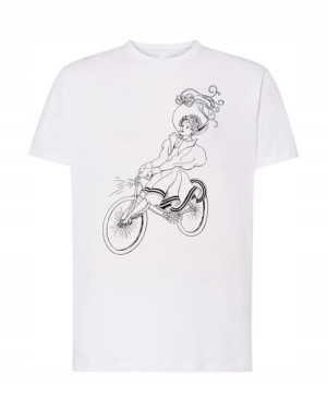 T-shirt Męski Nadruk Kobieta Na Rowerze Rozm Xl