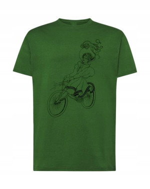 T-shirt Męski Nadruk Kobieta Na Rowerze Rozm Xxl