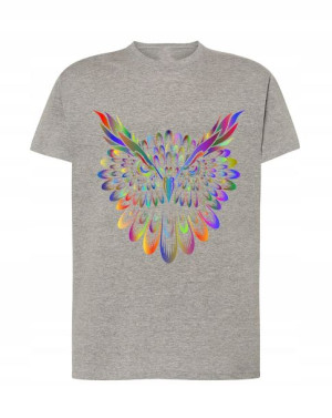 T-Shirt męski nadruk kolorowa sowa Rozm.3XL