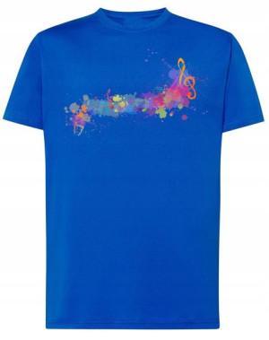 T-Shirt męski nadruk kolorowe Nutki Muzyka r.S
