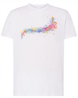 T-Shirt męski nadruk kolorowe Nutki Muzyka r.S