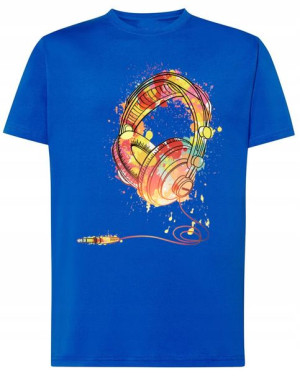 T-Shirt męski nadruk kolorowe SŁUCHAWKI r.5XL
