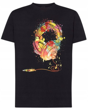 T-Shirt męski nadruk kolorowe SŁUCHAWKI r.L