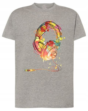 T-Shirt męski nadruk kolorowe SŁUCHAWKI r.M