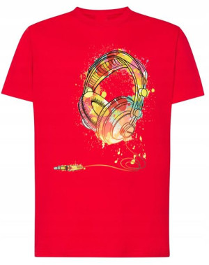 T-Shirt męski nadruk kolorowe SŁUCHAWKI r.S