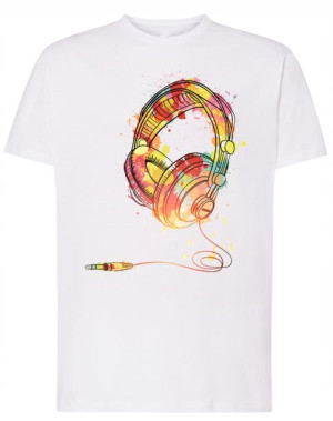 T-Shirt męski nadruk kolorowe SŁUCHAWKI r.XXL