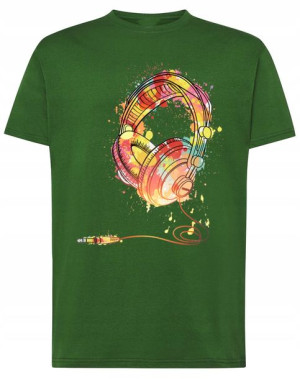 T-Shirt męski nadruk kolorowe SŁUCHAWKI r.XXL