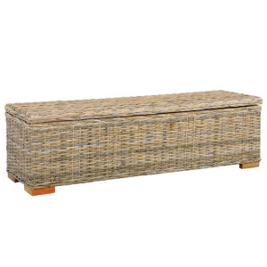 Skrzynia, 120 cm, rattan kubu i lite drewno mango