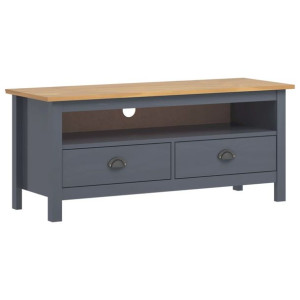 Szafka TV Hill Range, szara, 110x40x47 cm, lite drewno sosnowe