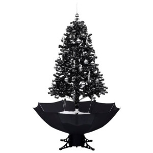 Choinka sypiąca śniegiem, podstawa parasolowa, czarna, 170 cm