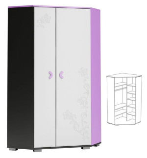 FLOWER  Y17 szafa narożna do pokoju nastolatki 95x95 w.190 fronty mdf białe
