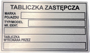 Tabliczka znamionowa zastępcza ALUMINIUM przyczepa