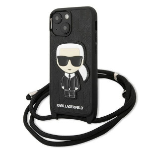 Karl Lagerfeld Iphone 13mini 5,4" Case Leather Monogram Patch + Cord Iconik