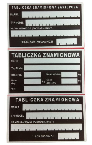 Tabliczka znamionowa zastępcza 85x50 mm ALUMINIUM