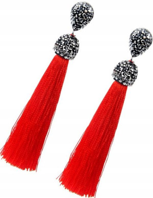 Kolczyki Damskie długie frędzle chwosty boho retro