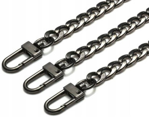 Pasek do torebki torby łańcuch długi Czarny metal