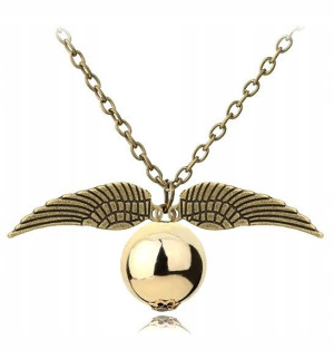 Naszyjnik skrzydła złoty Snitch Wings długi boho
