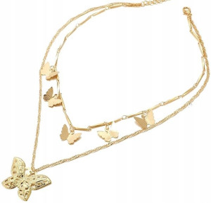 Delikatny Naszyjnik Choker motyl motylek ZŁOTY
