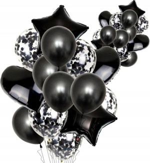 Balony serca 14szt gwiazdki urodziny bal konfetti