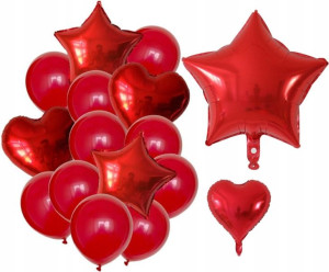 Balony serca gwiazdy 14szt bal urodziny walentynki