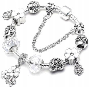 Modułowa Bransoletka srebrna charms boho serce