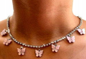 Złoty naszyjnik motylki choker motyle celebrytka