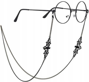 Elegancki Łańcuszek do Okularów czarny metalowy
