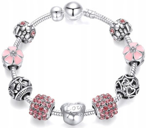Bransoletka modułowa Charms Beads Srebrna Love