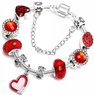 Bransoletka modułowa Charms Beads Srebrna serce